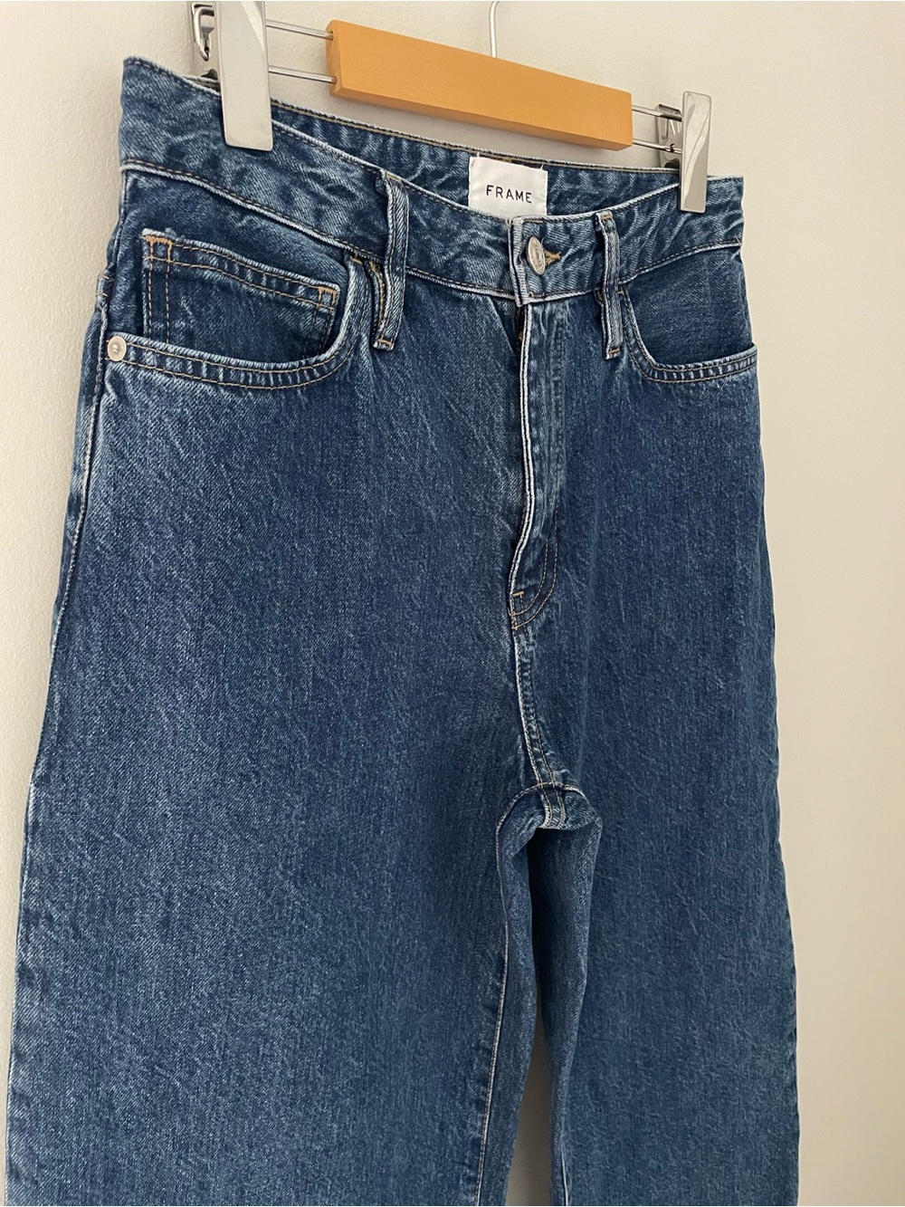 Frame Denim High-Rise Wide-Leg Cropped Jeans Nordic Wash Size 27 Casual Flare - Picture 4 of 12